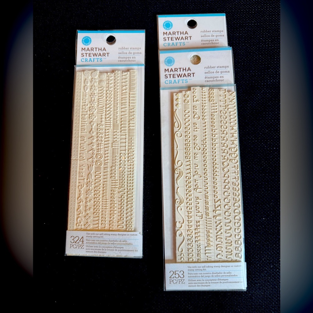 Martha Stewart 3 Rubber Stamp packs 2 Loop Script Alpha & 1 Condensed Sans Alpha